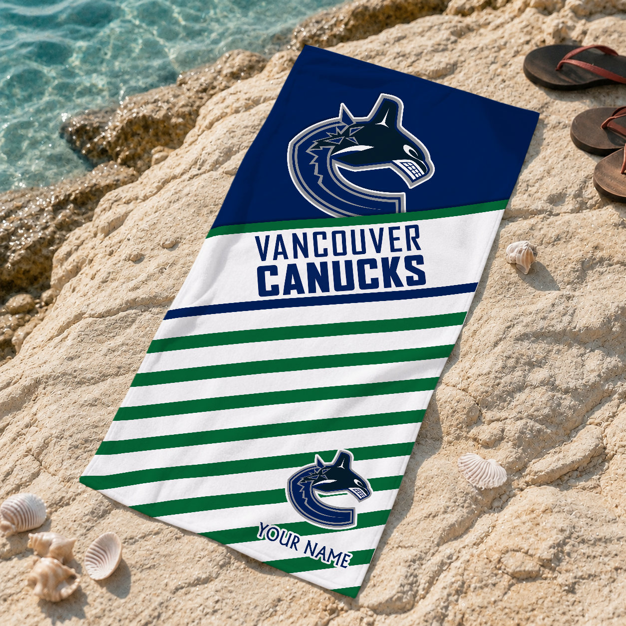 LIMITED EDITION - NEW CUSTOMIZED NHL19 VCC VANCOUVER CANUCKS BEACH TOWEL