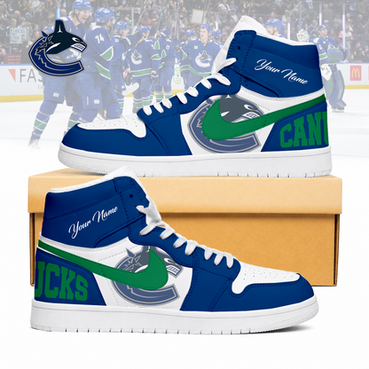 LIMITED EDITION - NEW CUSTOMIZED NHL19 VCC VANCOUVER CANUCKS AIR JORDAN SNEAKERS
