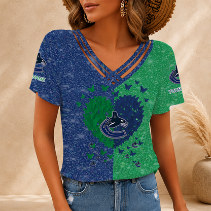 [SUPER SALE] NEW CUSTOMIZED NHL19 VCC VANCOUVER CANUCKS V-NECK SHIRT