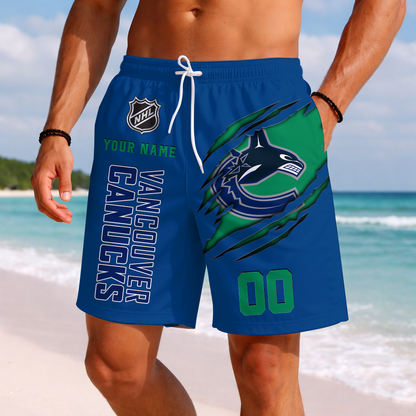 LIMITED EDITION - NEW CUSTOMIZED NHL19 VCC VANCOUVER CANUCKS SHORT PANTS