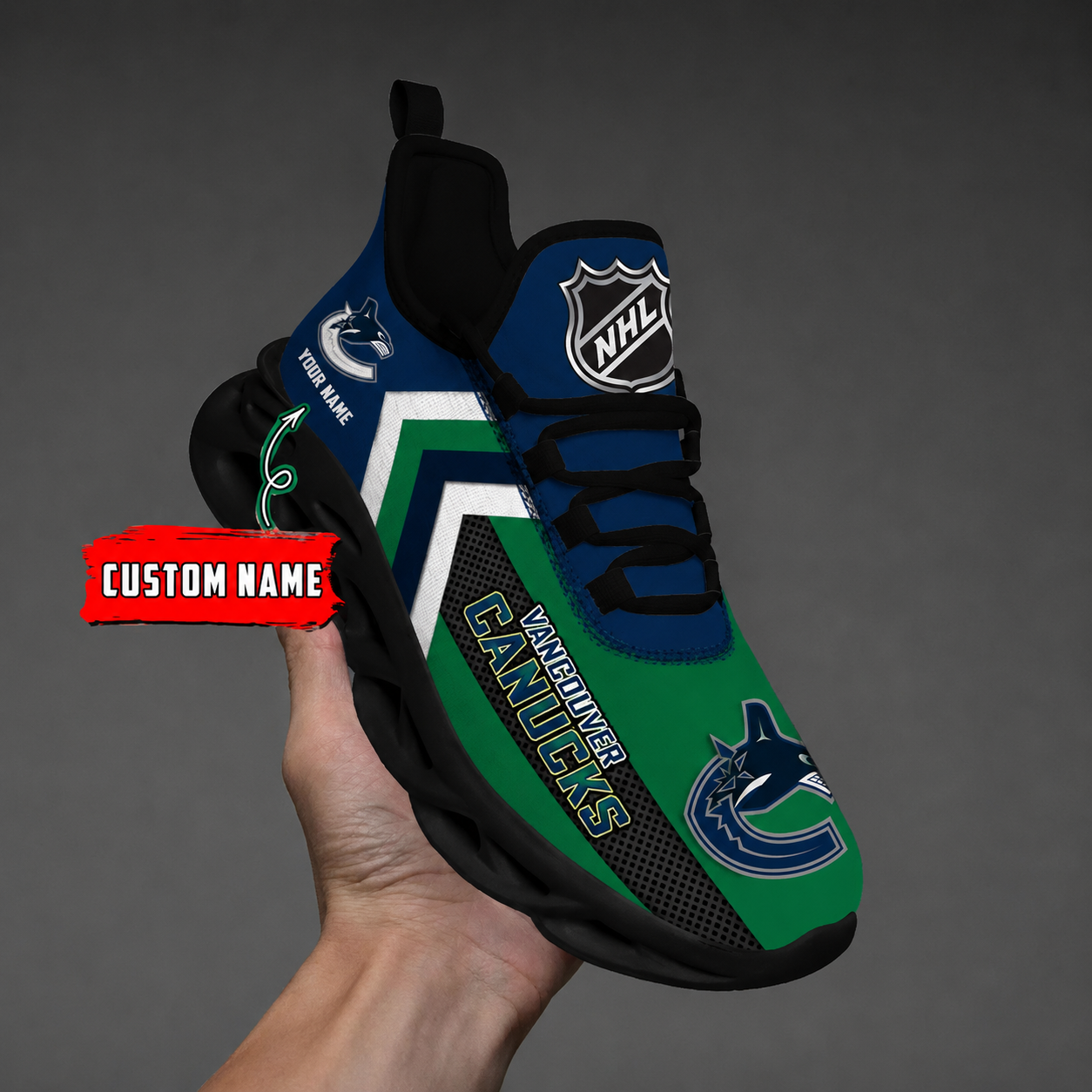 [SUPER SALE ] NEW CUSTOMIZED NHL19 VCC VANCOUVER CANUCKS MAX SOUL SHOES