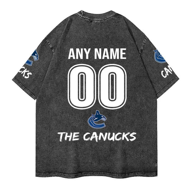 [SUPER SALE] NEW CUSTOMIZED NHL19 VCC VANCOUVER CANUCKS MULTICOLOR WASHED TEE