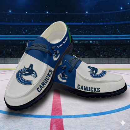 LIMITED EDITION - NEW CUSTOMIZED NHL19 VCC VANCOUVER CANUCKS PREMIUM LOAFER SHOES