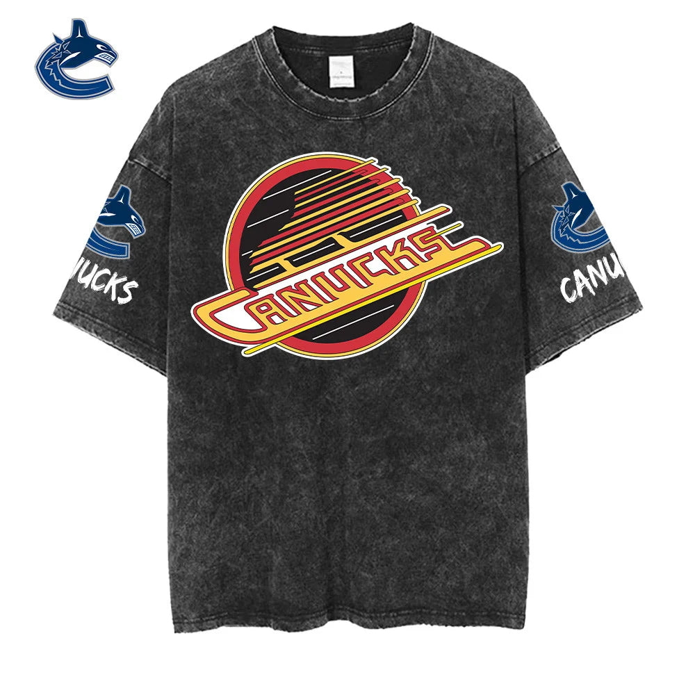 [SUPER SALE] NEW CUSTOMIZED NHL19 VCC VANCOUVER CANUCKS MULTICOLOR WASHED TEE