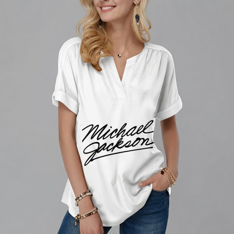 [FAN EXCLUSIVE] NEW CUSTOMIZED MICHAEL JACKSON V-NECK FEMALE SHIRT