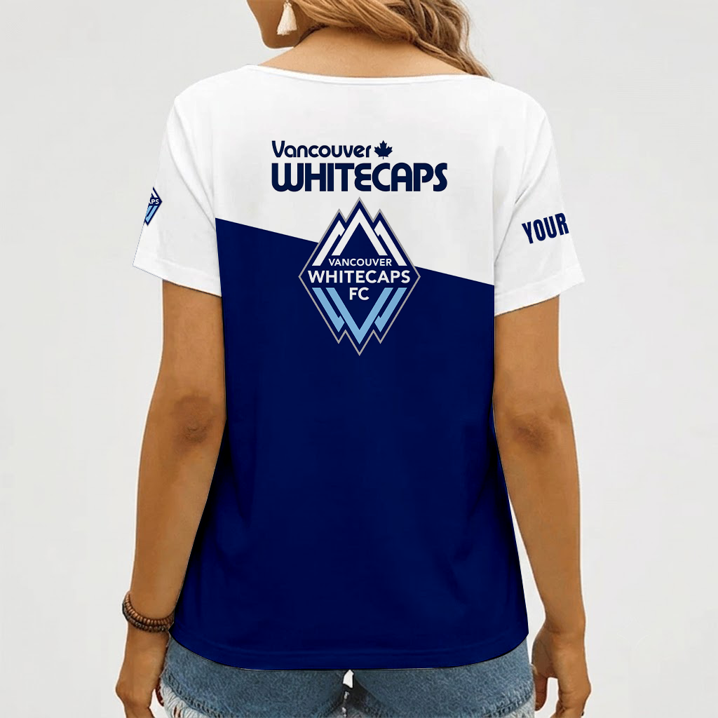 [FAN EXCLUSIVE] NEW CUSTOMIZED MLS19 VWF VANCOUVER WHITECAPS FC V-NECK FEMALE SHIRT