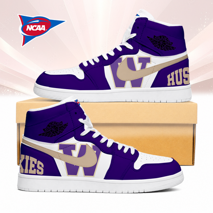 LIMITED EDITION - NEW CUSTOMIZED NCAA FBS19 WSH WASHINGTON HUSKIES AIR JORDAN SNEAKERS