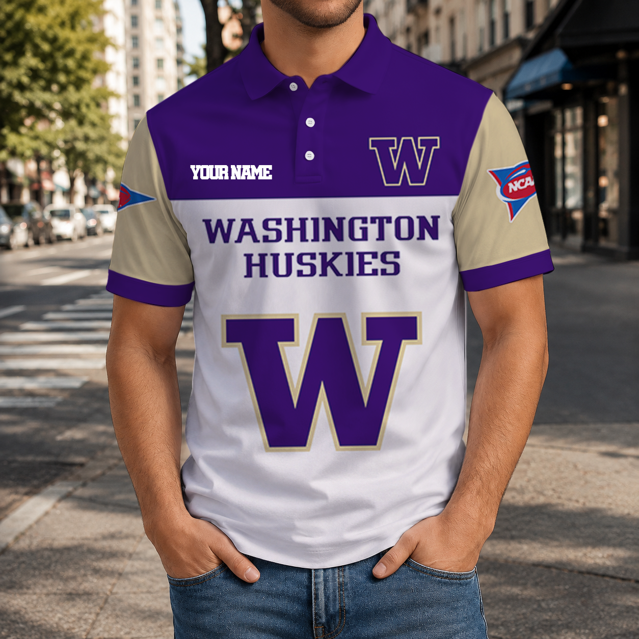 EXCLUSIVE EDITION - NEW CUSTOMIZED NCAA FBS19 WSH WASHINGTON HUSKIES POLO SHIRT, ZIP POLO SHIRT & T-SHIRTS