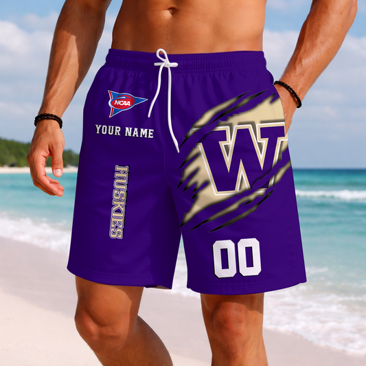 LIMITED EDITION - NEW CUSTOMIZED NCAA FBS19 WSH WASHINGTON HUSKIES SHORT PANTS