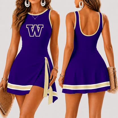 [FAN FAVORITE] NEW CUSTOMIZED NCAA FBS19 WSH WASHINGTON HUSKIES WOMEN'S SUMMER SKORT DRESS