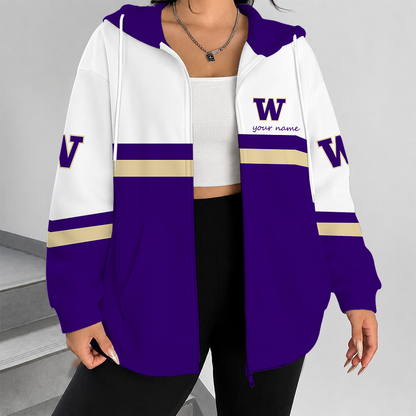 [FAN FAVORITE] NEW CUSTOMIZED NCAA FBS19 WSH WASHINGTON HUSKIES ZIP HOODIE