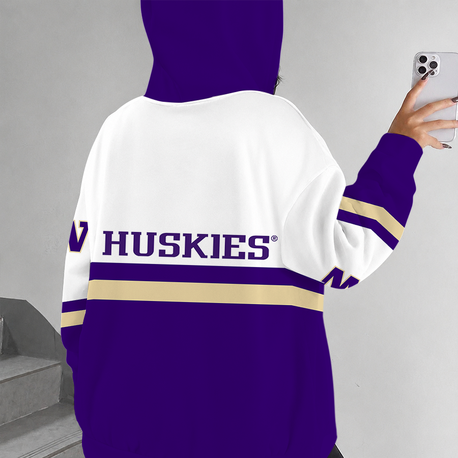 [FAN FAVORITE] NEW CUSTOMIZED NCAA FBS19 WSH WASHINGTON HUSKIES ZIP HOODIE