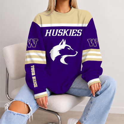 [FAN FAVORITE] NEW CUSTOMIZED NCAA FBS19 WSH WASHINGTON HUSKIES UNISEX SWEATSHIRT