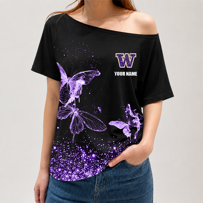 [FAN FAVORITE] NEW CUSTOMIZED NCAA FBS19 WSH WASHINGTON HUSKIES OFF-SHOULDER SHIRT