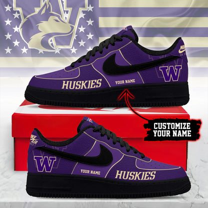 ELITE EDITION - NEW CUSTOMIZED NCAA FBS19 WSH WASHINGTON HUSKIES AF1 SHOES