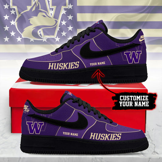 ELITE EDITION - NEW CUSTOMIZED NCAA FBS19 WSH WASHINGTON HUSKIES AF1 SHOES
