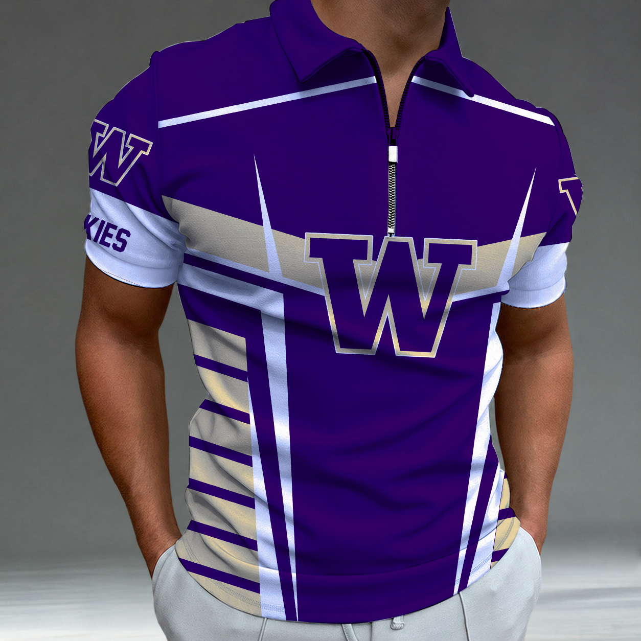 [FAN FAVORITE] NEW CUSTOMIZED NCAA FBS19 WSH WASHINGTON HUSKIES POLO SHIRT