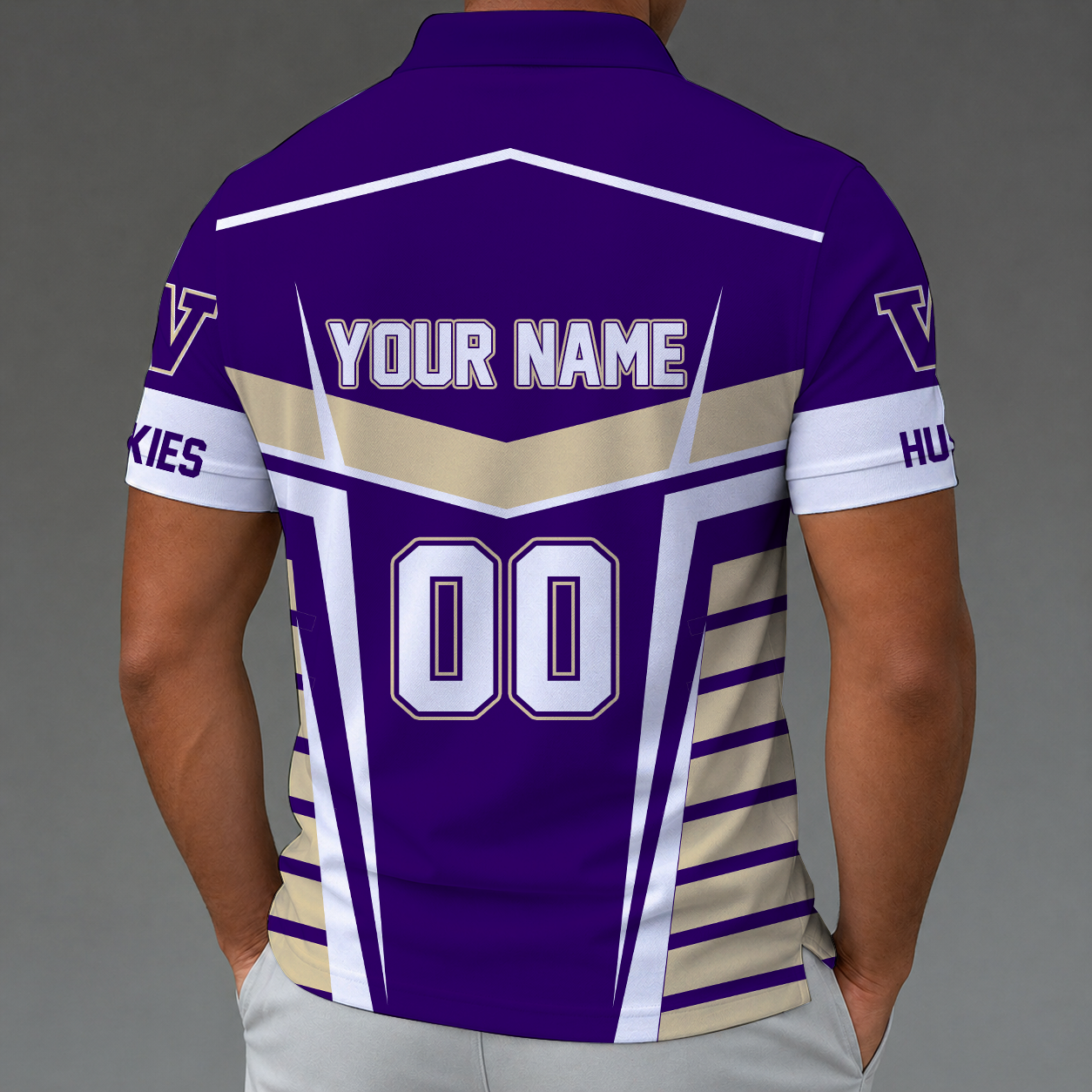 [FAN FAVORITE] NEW CUSTOMIZED NCAA FBS19 WSH WASHINGTON HUSKIES POLO SHIRT