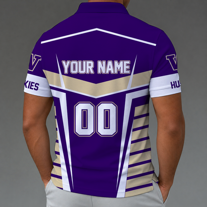 [FAN FAVORITE] NEW CUSTOMIZED NCAA FBS19 WSH WASHINGTON HUSKIES POLO SHIRT