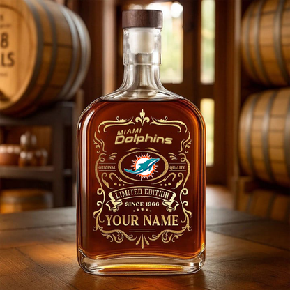 LIMITED EDITION - NEW CUSTOMIZED NFL19 MDP MIAMI DOLPHINS LUXURY WHISKEY BOTTLE 450ML