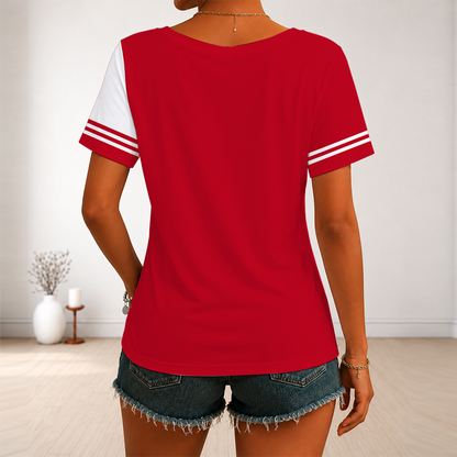LIMITED EDITION - NEW CUSTOMIZED NBA19 CBU CHICAGO BULLS V-NECK FEMALE SHIRT