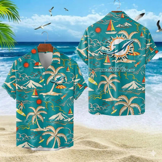 VIRAL EDITION  - NEW CUSTOMIZED NFL19 MDP MIAMI DOLPHINS UNISEX INDEPENDENCE DAY HAWAIIAN SHIRT & SHORTS SET