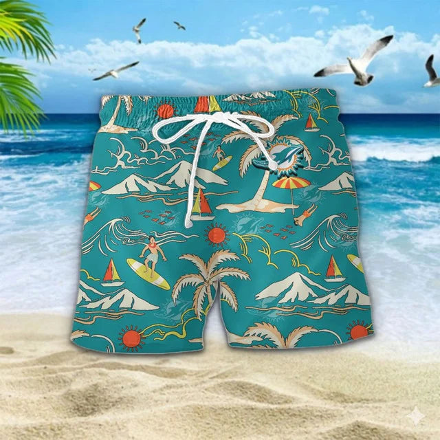 VIRAL EDITION  - NEW CUSTOMIZED NFL19 MDP MIAMI DOLPHINS UNISEX INDEPENDENCE DAY HAWAIIAN SHIRT & SHORTS SET