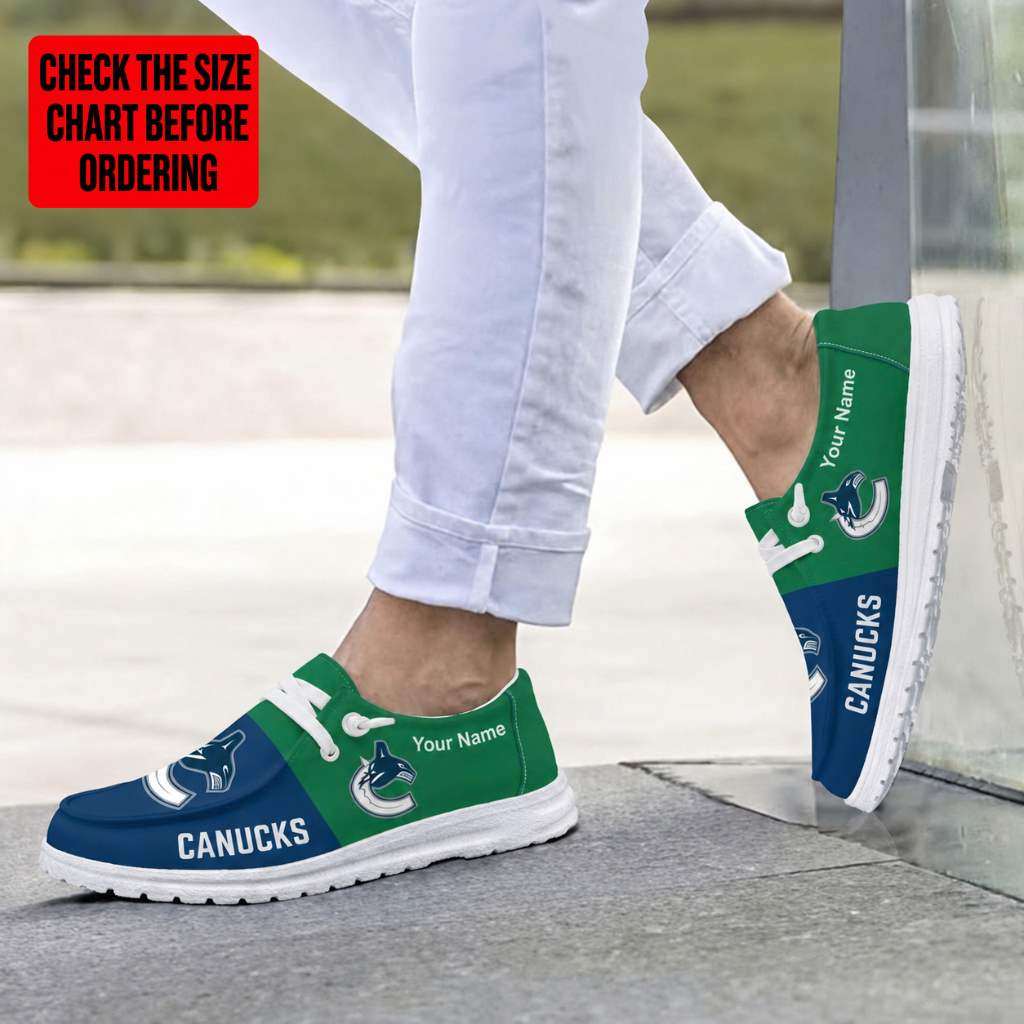 [SUPER SALE] NEW CUSTOMIZED NHL19 VCC VANCOUVER CANUCKS PREMIUM LOAFER SHOES