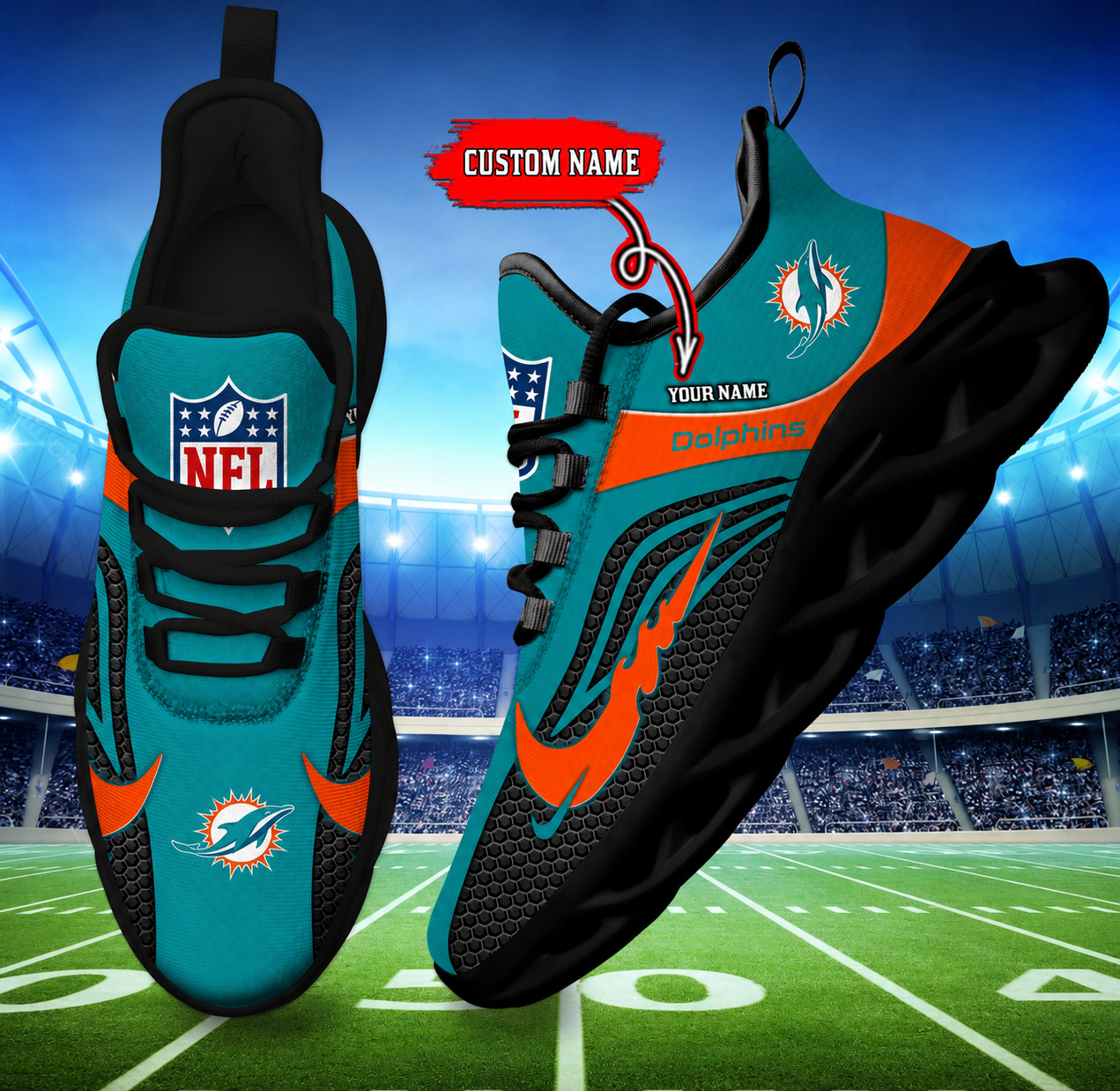 [SPECIAL OFFER] NEW CUSTOMIZED NFL19 MDP MIAMI DOLPHINS UNISEX CLUNKY SNEAKERS