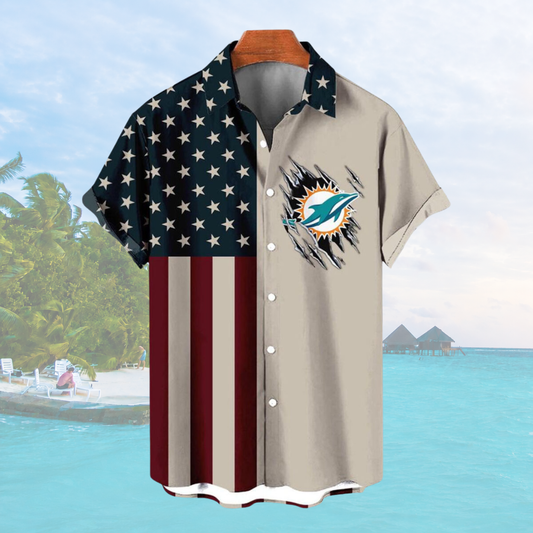 LIMITED EDITION - NEW CUSTOMIZED NFL19 MDP MIAMI DOLPHINS PATRIOTIC 250 USA HAWAIIAN SHIRT