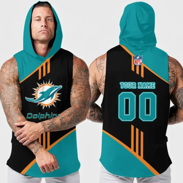 [SPECIAL OFFER] NEW CUSTOMIZED NFL19 MDP MIAMI DOLPHINS HOODED TANK TOP