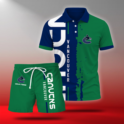 LIMITED EDITION - NEW CUSTOMIZED NHL19 VCC VANCOUVER CANUCKS POLO & SHORT PANTS SET
