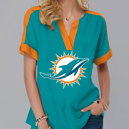 LIMITED EDITION - NEW CUSTOMIZED NFL19 MDP MIAMI DOLPHINS V-NECK FEMALE SHIRT