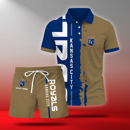 LIMITED EDITION - NEW CUSTOMIZED MLB19 KCR KANSAS CITY ROYALS POLO & SHORT PANTS SET