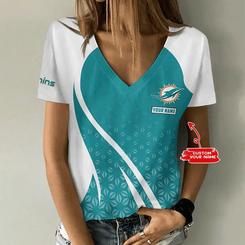 LIMITED EDITION - NEW CUSTOMIZED NFL19 MDP MIAMI DOLPHINS V-NECK FEMALE SHIRT