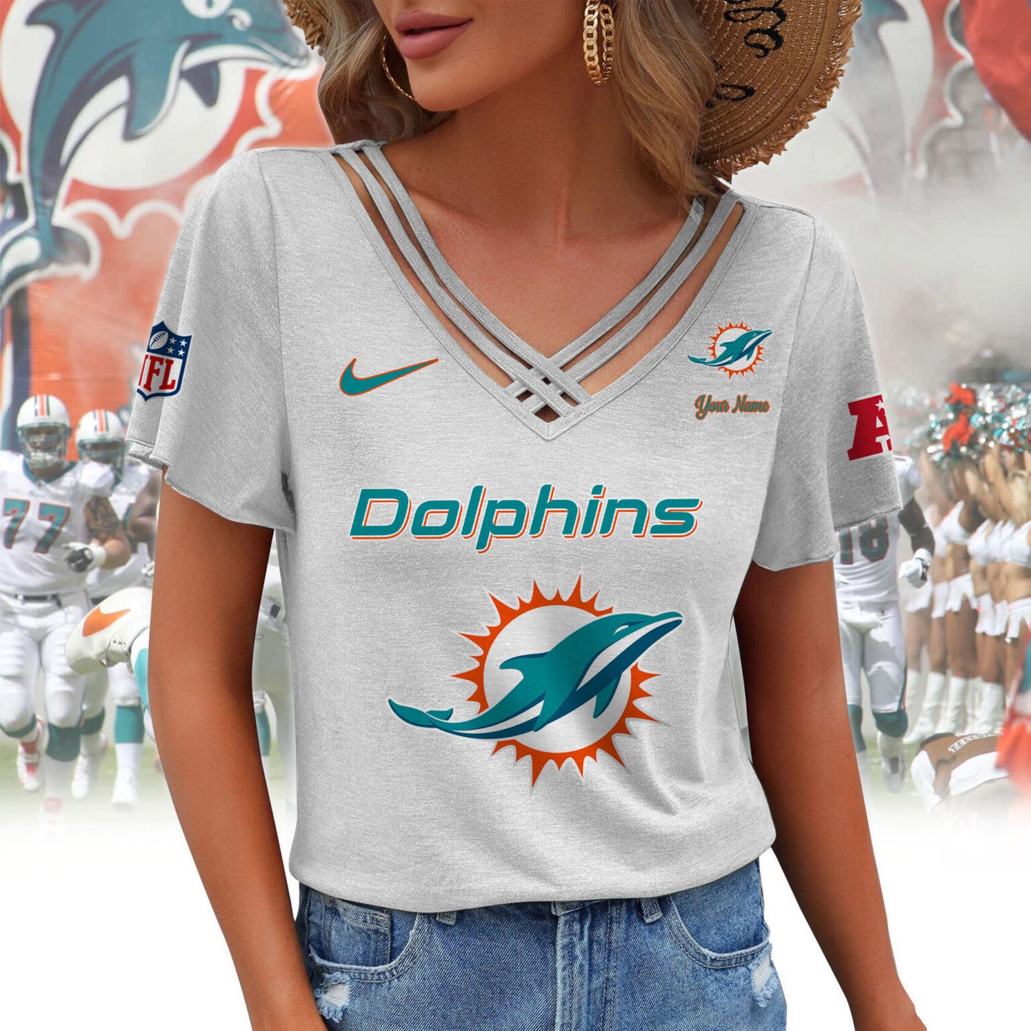 [SPECIAL OFFER] NEW CUSTOMIZED NFL19 MDP MIAMI DOLPHINS V-NECK SHIRT