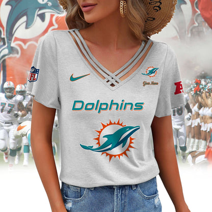 [SPECIAL OFFER] NEW CUSTOMIZED NFL19 MDP MIAMI DOLPHINS V-NECK SHIRT