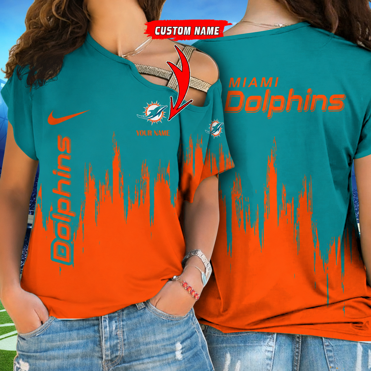 [SPECIAL OFFER] NEW CUSTOMIZED NFL19 MDP MIAMI DOLPHINS SHOULDER SHIRT