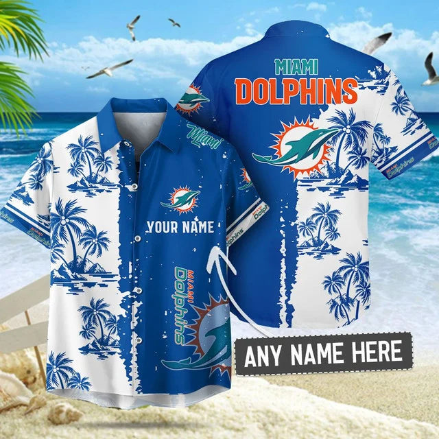 LIMITED EDITION - NEW CUSTOMIZED NFL19 MDP MIAMI DOLPHINS UNISEX HAWAIIAN SHIRT & SHORTS SET