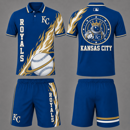 [FLASH SALE] NEW CUSTOMIZED MLB19 KCR KANSAS CITY ROYALS POLO SHIRT & SHORT PANTS SET