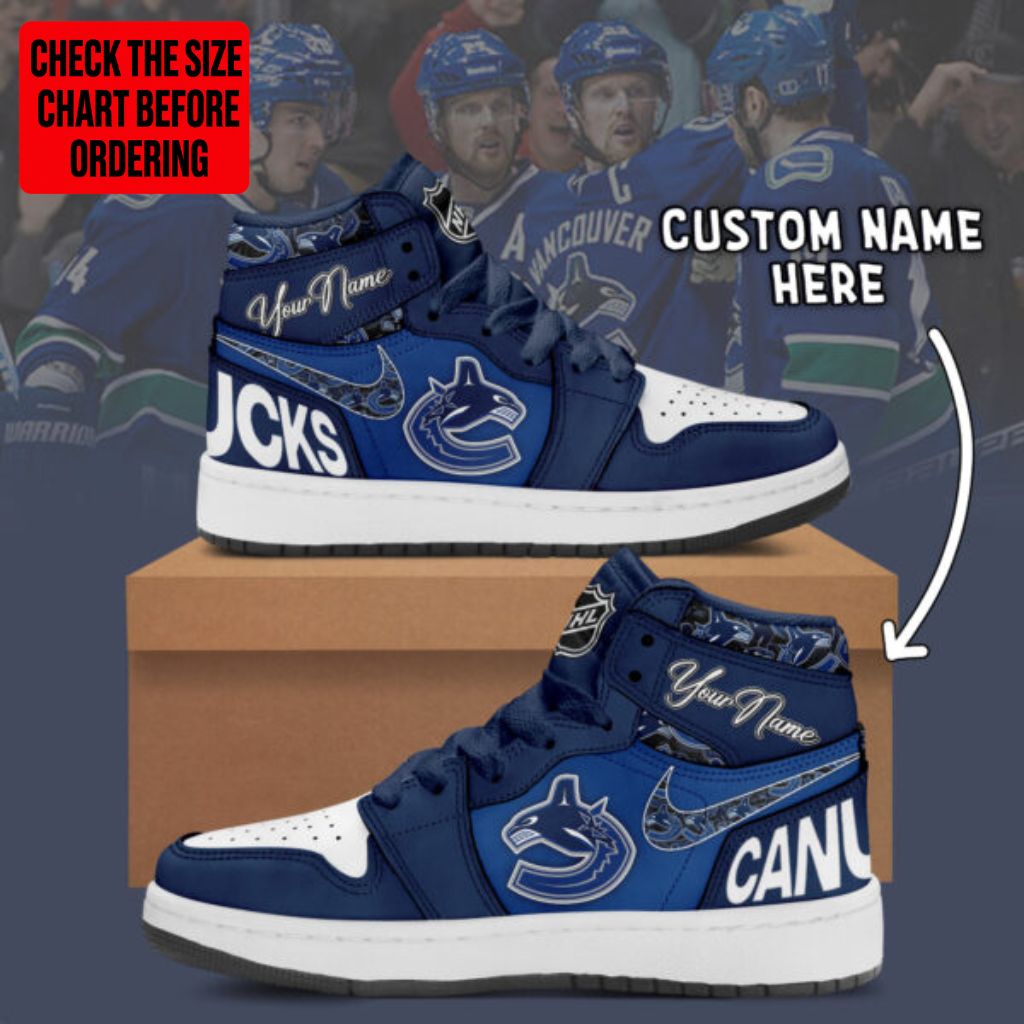 [SUPER SALE] NEW CUSTOMIZED NHL19 VCC VANCOUVER CANUCKS AIR JORDAN SNEAKERS