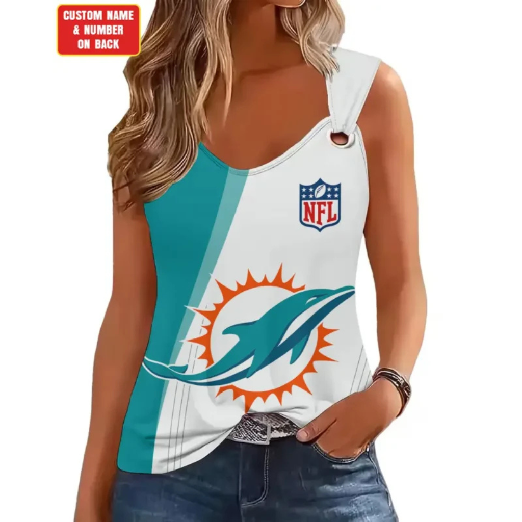 [SPECIAL OFFER] NEW CUSTOMIZED NFL19 MDP MIAMI DOLPHINS O-RING SHOULDER TANK TOP