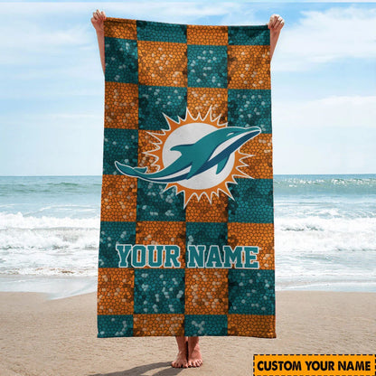 LIMITED EDITION - NEW CUSTOMIZED NFL19 MDP MIAMI DOLPHINS BEACH TOWEL
