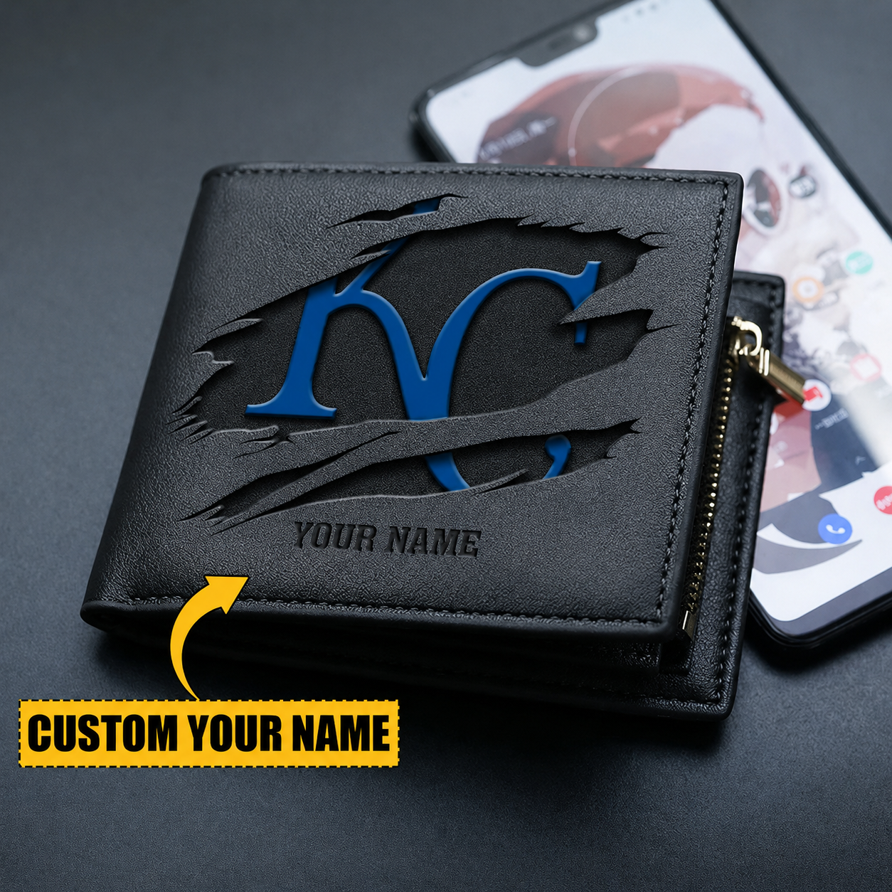 LIMITED EDITION - NEW CUSTOMIZED MLB19 KCR KANSAS CITY ROYALS LEATHER WALLET