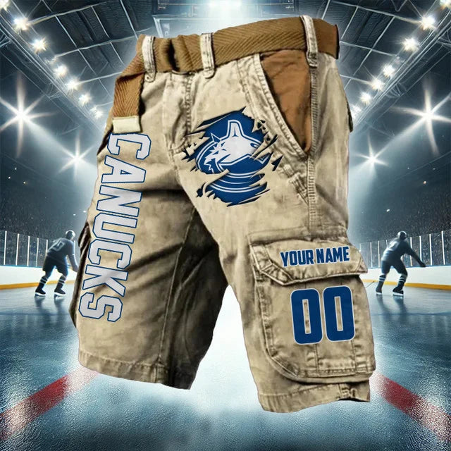 [SUPER SALE] NEW CUSTOMIZED NHL19 VCC VANCOUVER CANUCKS CARGO SHORTS