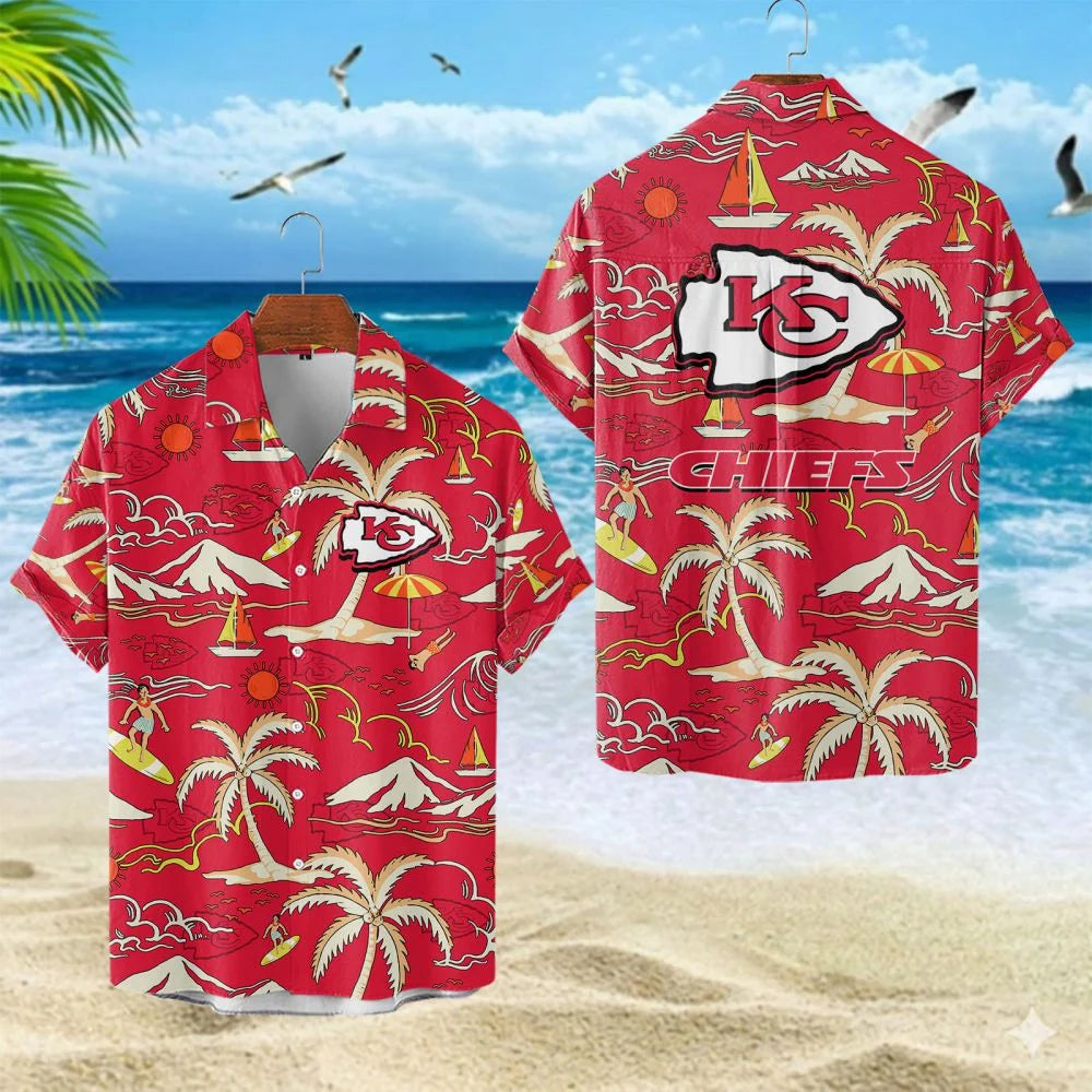 VIRAL EDITION  - NEW CUSTOMIZED NFL01 KCC KANSAS CITY CHIEFS UNISEX INDEPENDENCE DAY HAWAIIAN SHIRT & SHORTS SET