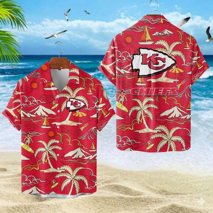 VIRAL EDITION  - NEW CUSTOMIZED NFL01 KCC KANSAS CITY CHIEFS UNISEX INDEPENDENCE DAY HAWAIIAN SHIRT & SHORTS SET