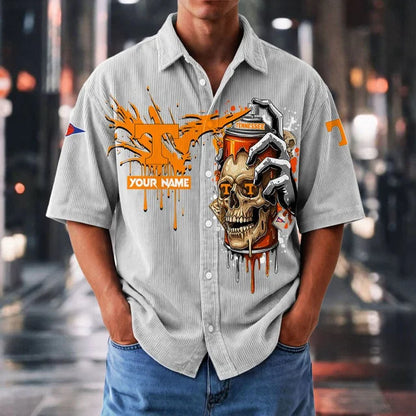 MEGA SALE - NEW CUSTOMIZED NCAA FBS01 TNV TN VOLUNTEERS SEERSUCKER BUTTON SHIRT