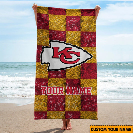 LIMITED EDITION - NEW CUSTOMIZED NFL01 KCC KANSAS CITY CHIEFS BEACH TOWEL