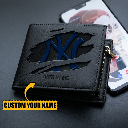 LIMITED EDITION - NEW CUSTOMIZED MLB01 NYY NEW YORK YANKEES LEATHER WALLET